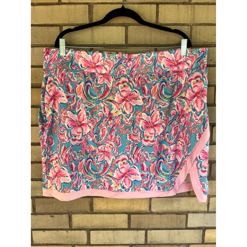 Stella Parker Skort Active Tennis Floral Paisley Pink Blue Size XXL